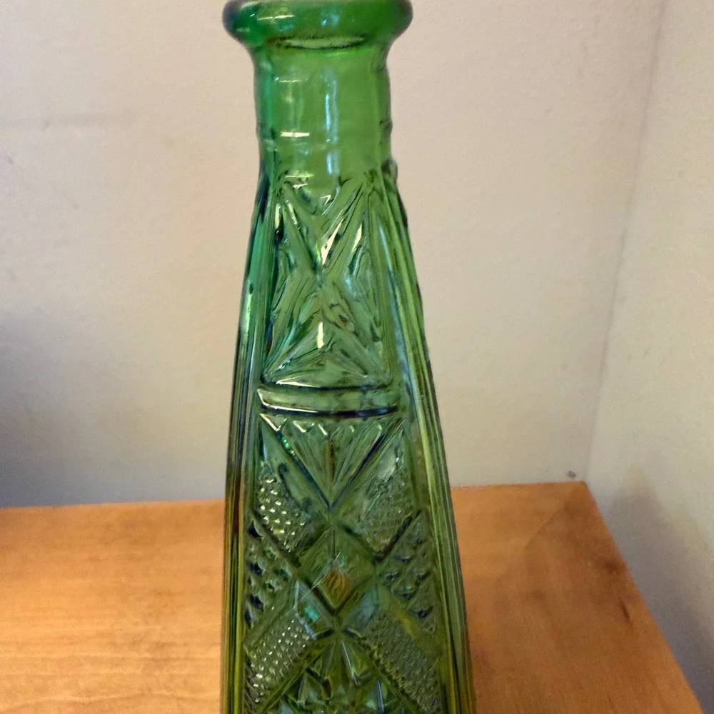 Vintage Empoli Italian Emerald Green Art Glass Bottle Vase 12